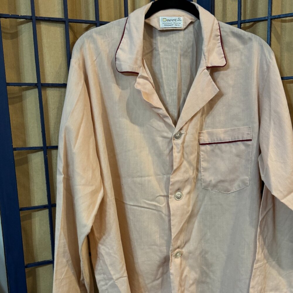 Dover Vintage Pajama Top Blush Button Front Large